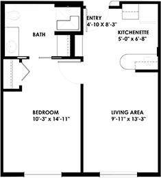 1 Bedroom – 467 Sq Ft